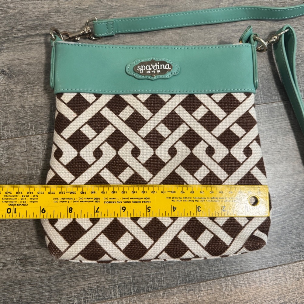 Spartina 449 Daufuskie Island Crossbody Bag Seafoam Green Geometric Linen Canvas - Picture 6 of 9
